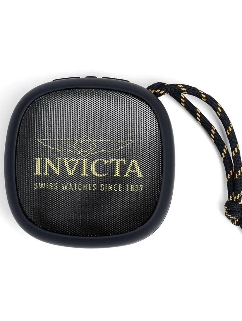 Invicta Black Portable Bluetooth Speaker with Yellow Logo Accented Strap IG0105